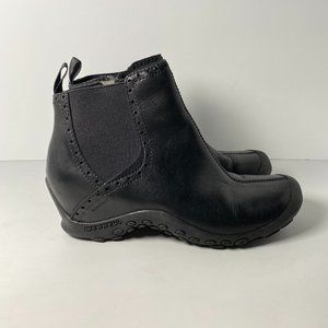 Merrell Plaza Leather Mid Ankle Boots Womens 8.5 Black Waterproof Booties